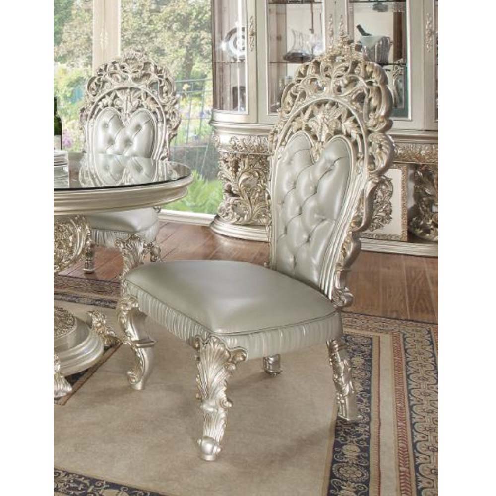 Sandoval - Side Chair (Set of 2) - Beige Synthetic Leather & Champagne