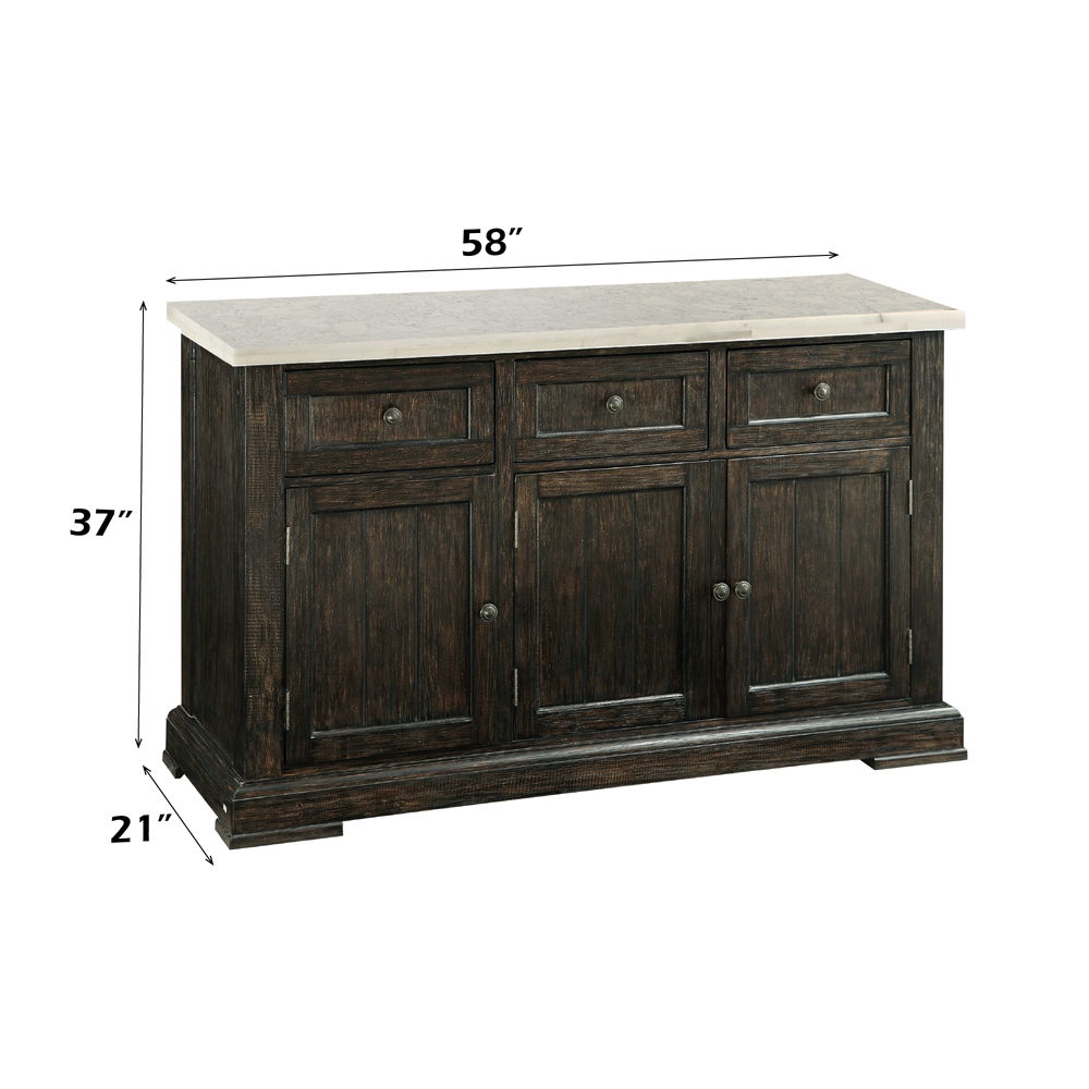 Nolan - Server - White Marble Top & Salvage Dark Oak