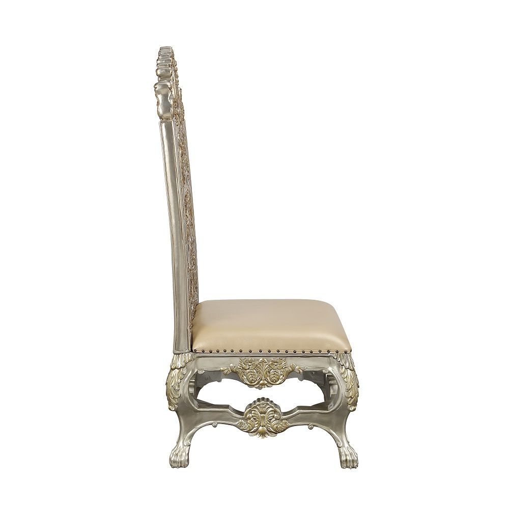 Danae - Side Chair (Set of 2) - Synthetic Leather , Champagne & Gold