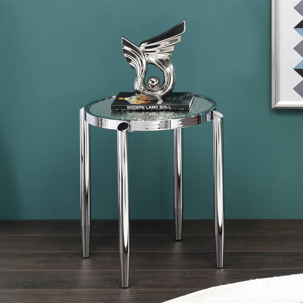 Abbe - End Table - Glass & Chrome