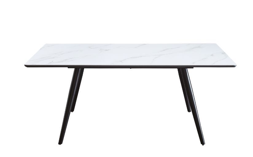 Caspian - Dining Table - White Printed Faux Marble Top & Black