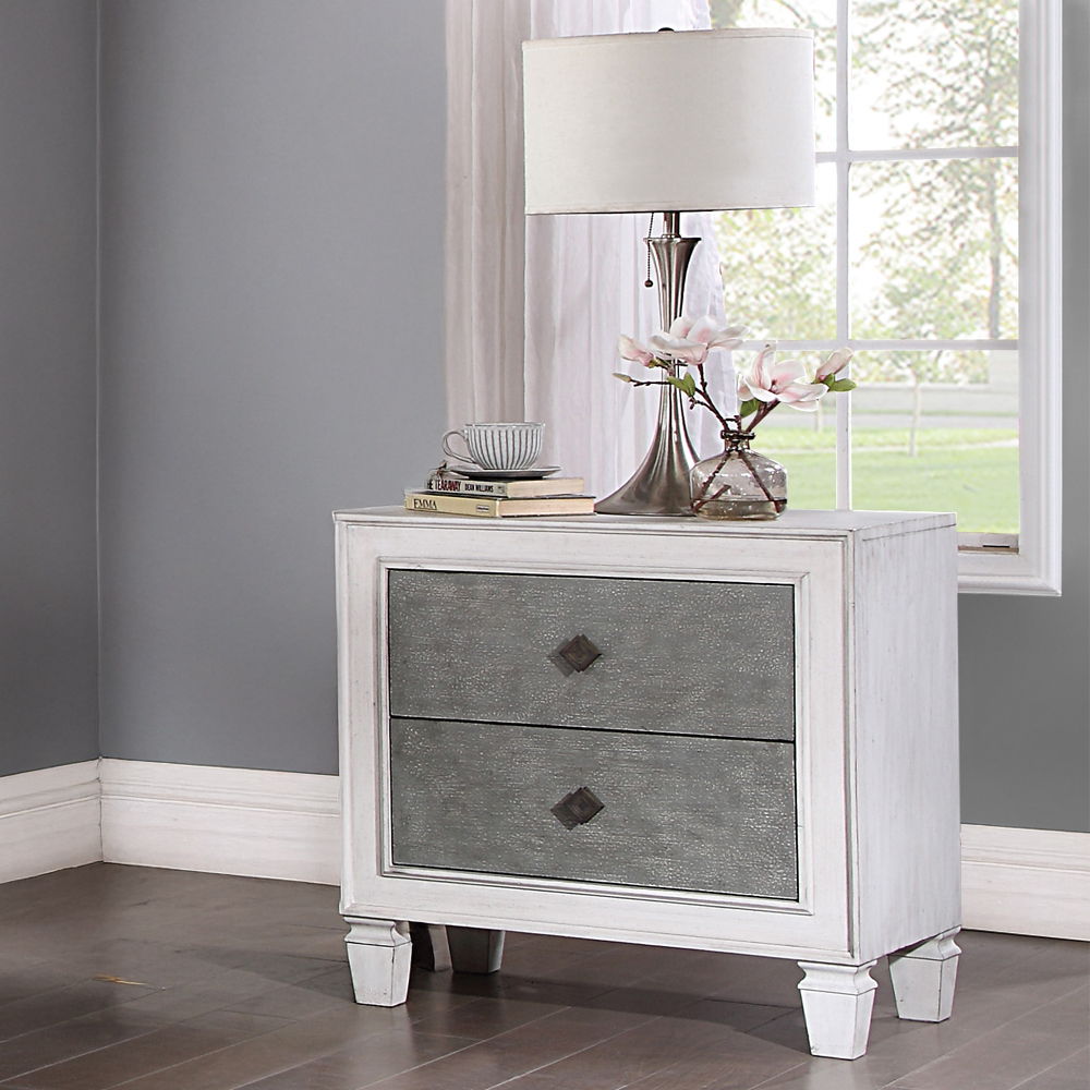 Katia - Nightstand - Rustic Gray & Weathered White