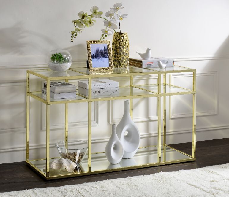 Uchenna - Sofa Table - Clear Glass & Gold