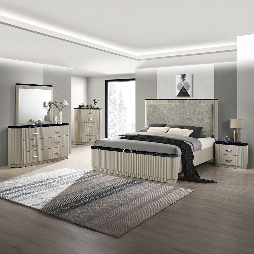 Travonte - Nightstand - Gray / Beige
