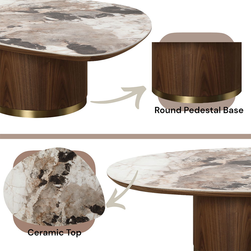 Willene - Coffee Table With Ceramic Top - Ceramic Top & Walnut