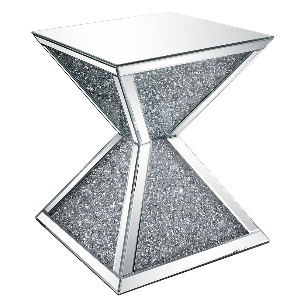 Noralie - End Table With Faux Diamonds - Mirrored