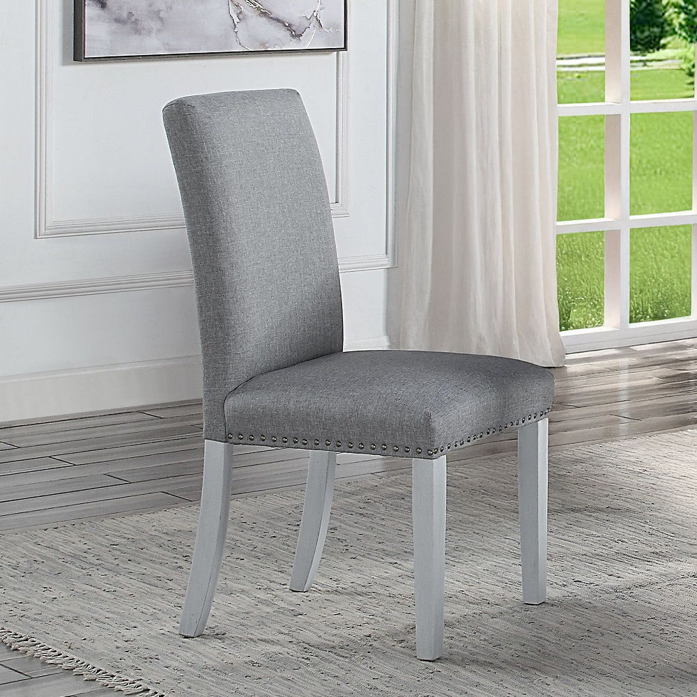 Lanton - Side Chair (Set of 2) - Gray Linen & Antique White