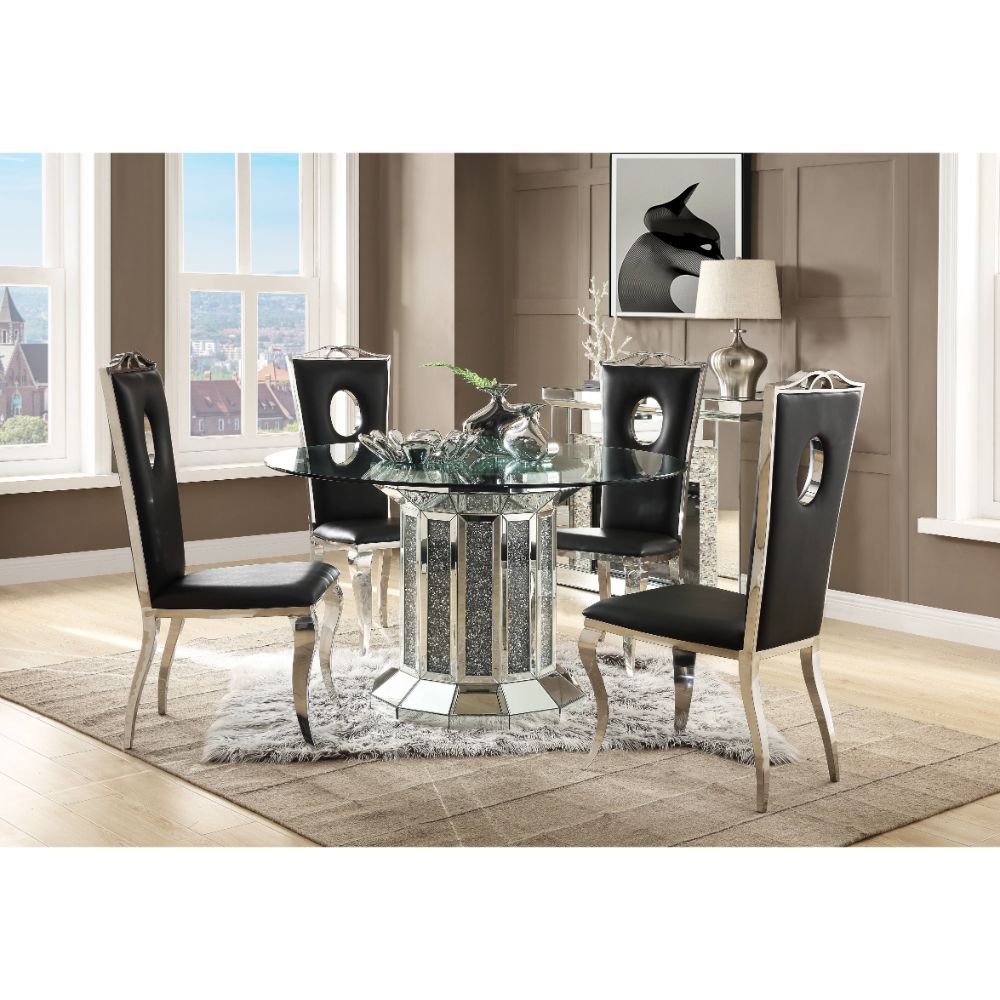 Noralie - Dining Table - Clear Glass Top & Mirrored & Faux Diamonds