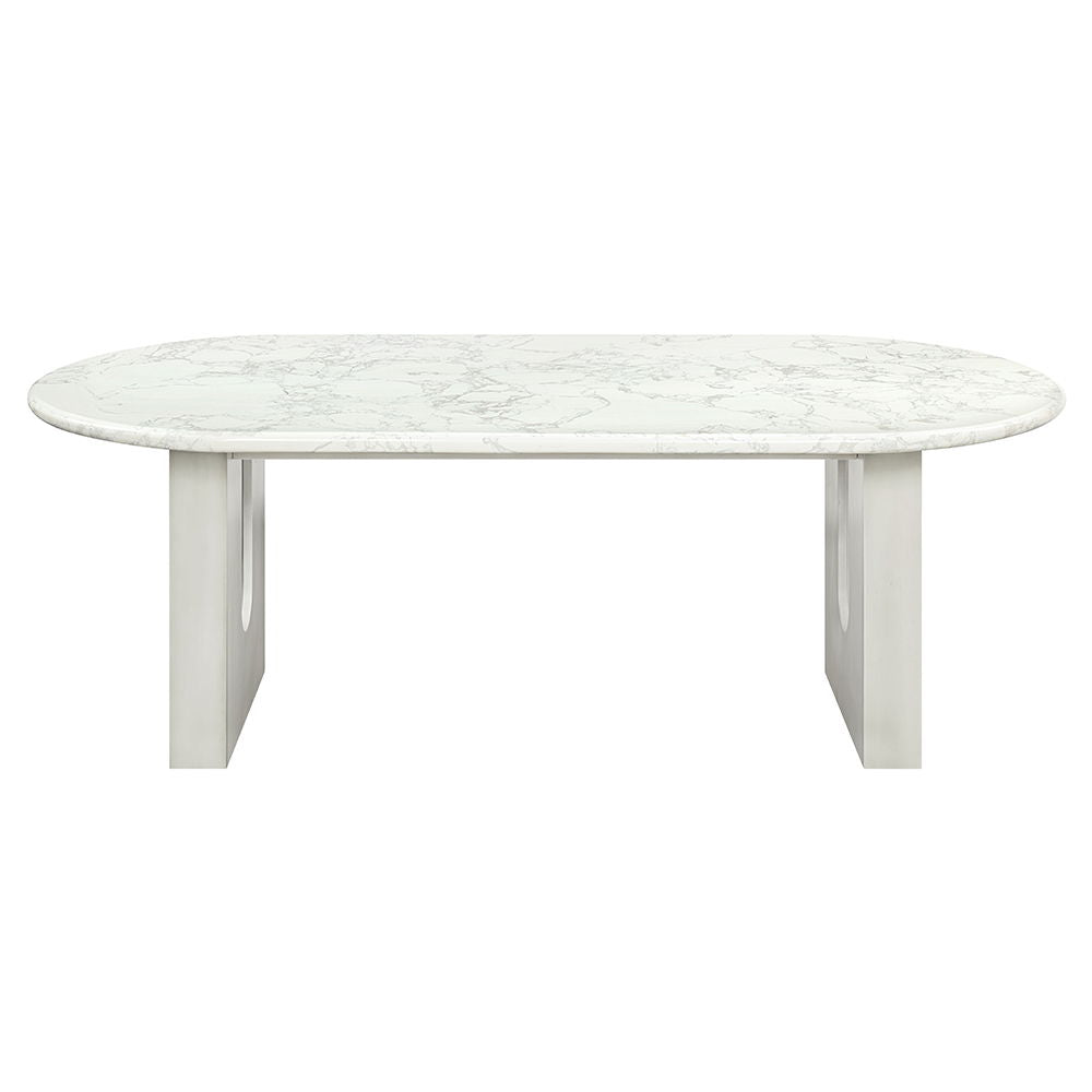 Zayn - Dining Table - White Natrual Marble Top & White