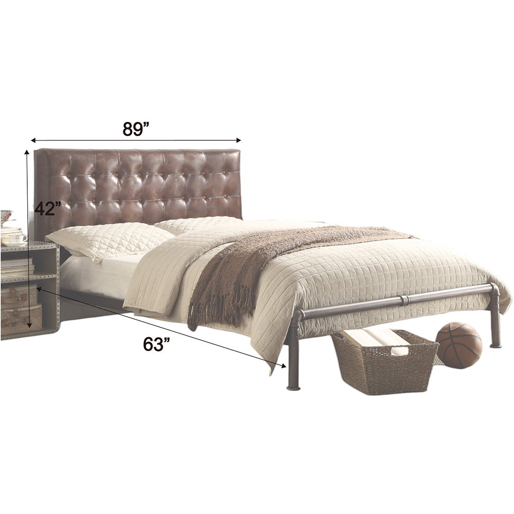 Brancaster - Queen Bed - Vintage Brown Top Grain Leather