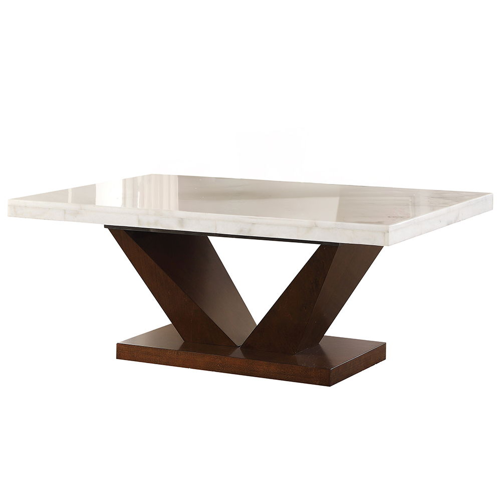 Forbes - Coffee Table - White Natural Marble Top & Walnut