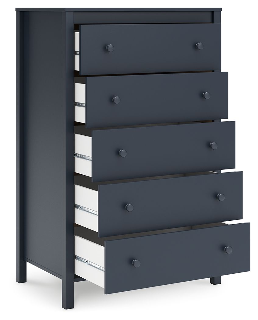 Simmenfort - Five Drawer Chest - Navy Blue