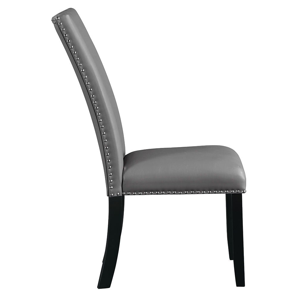 Caralin - Side Chair (Set of 2) - Gray Synthetic Leather & Black