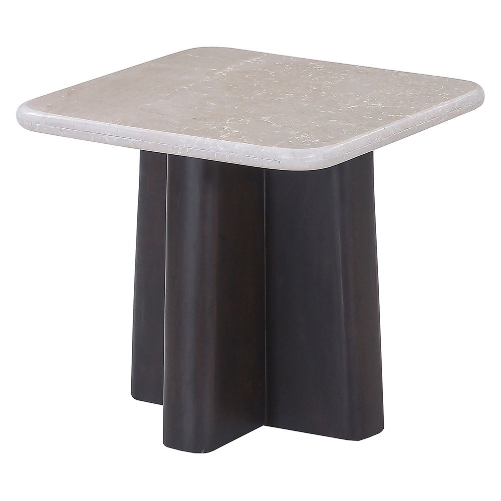 Jacory - End Table With Bottocino Marble Top - Beige / Espresso