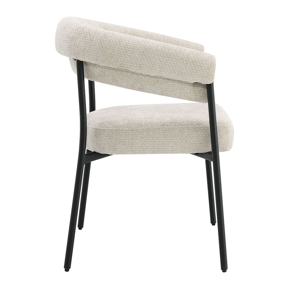 Jirina - Chenille Arm Chair (Set of 2) - Beige & Black