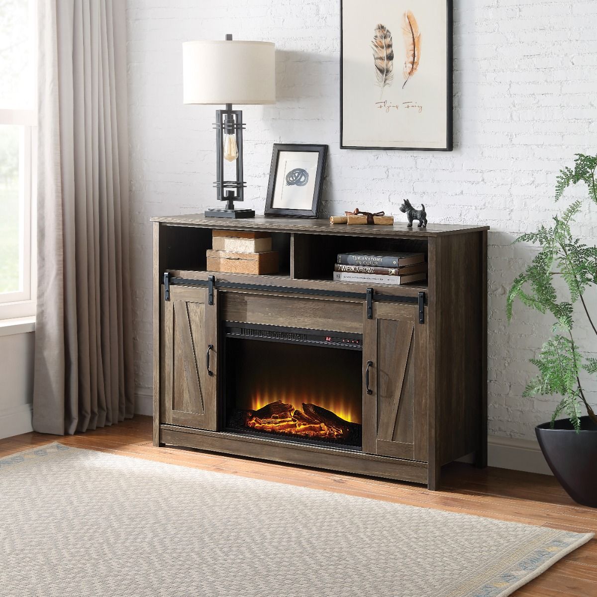 Tobias - 38" Fireplace - Rustic Oak