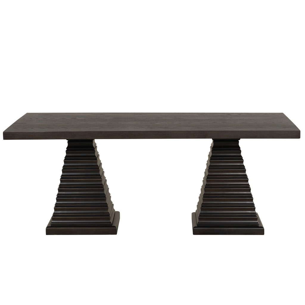 Plateau - 78" Rectangle Dining Table - Top & Base - Rustic Espresso