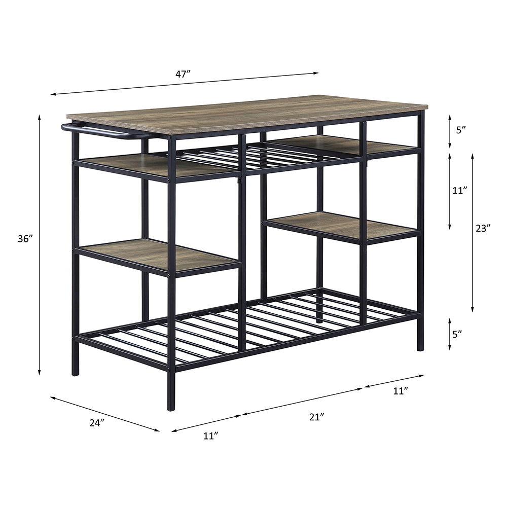 Lona - Kitchen Island - Rustic Oak & Black