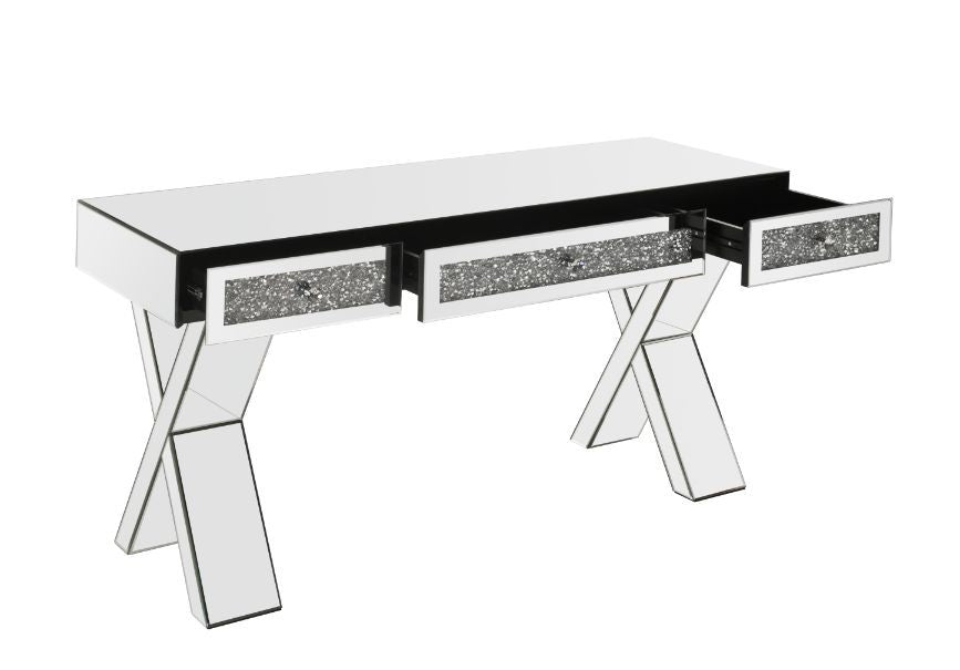 Noralie - 32" Writing Desk - Mirrored & Faux Diamonds