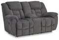 Foreside - Dbl Reclining Loveseat with Console - Charcoal