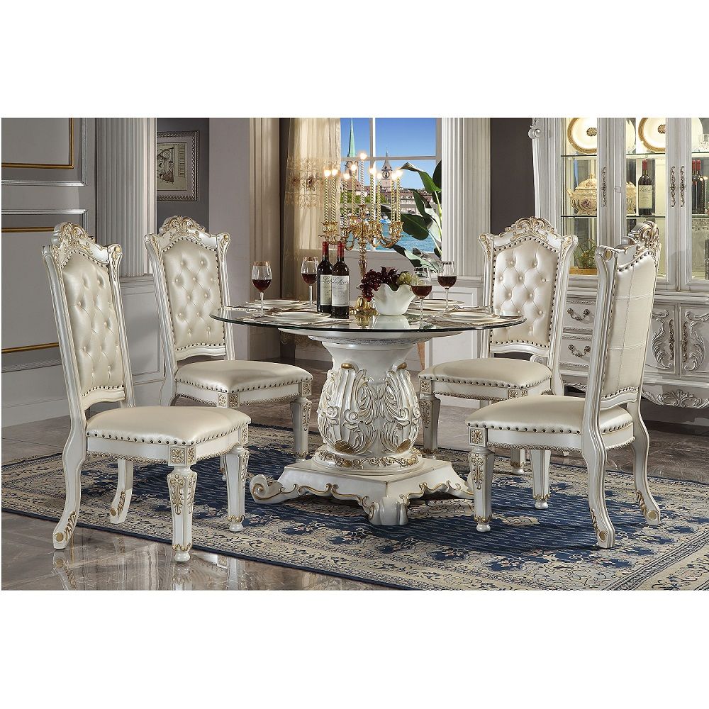 Vendome - Synthetic Leather Side Chair (Set of 2) - Antique Pearl
