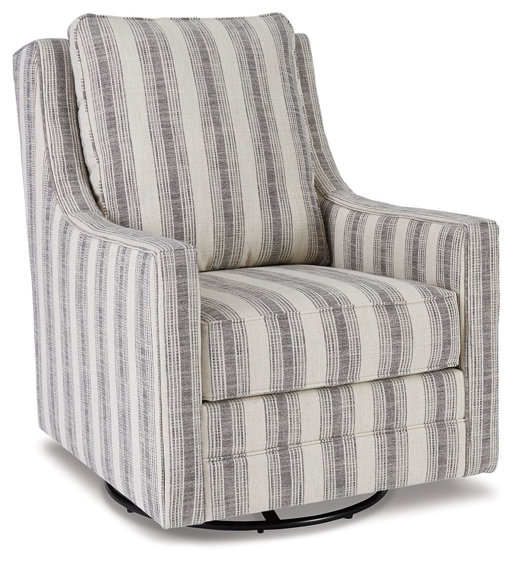 Kambria - Swivel Glider Accent Chair - Ivory / Black