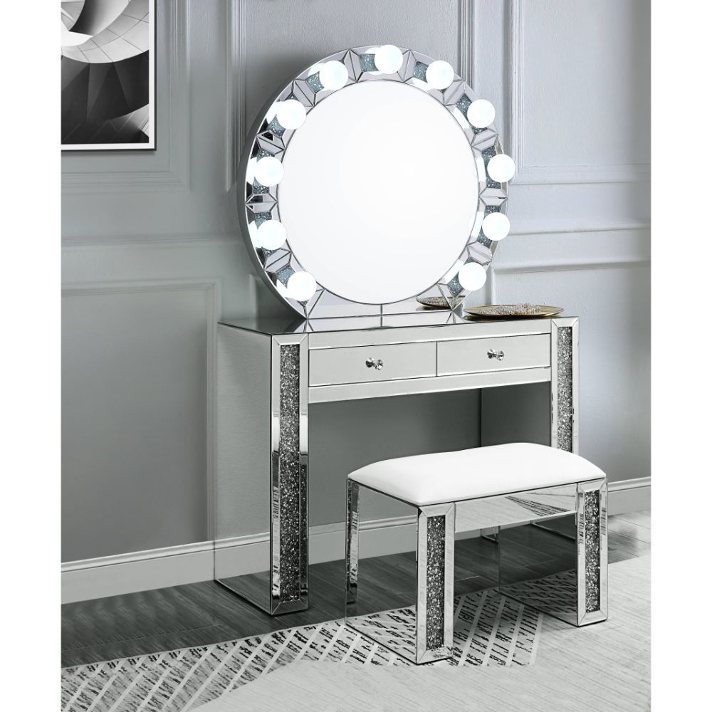 Noralie - 29" Accent Mirror - Mirrored & Faux Diamonds