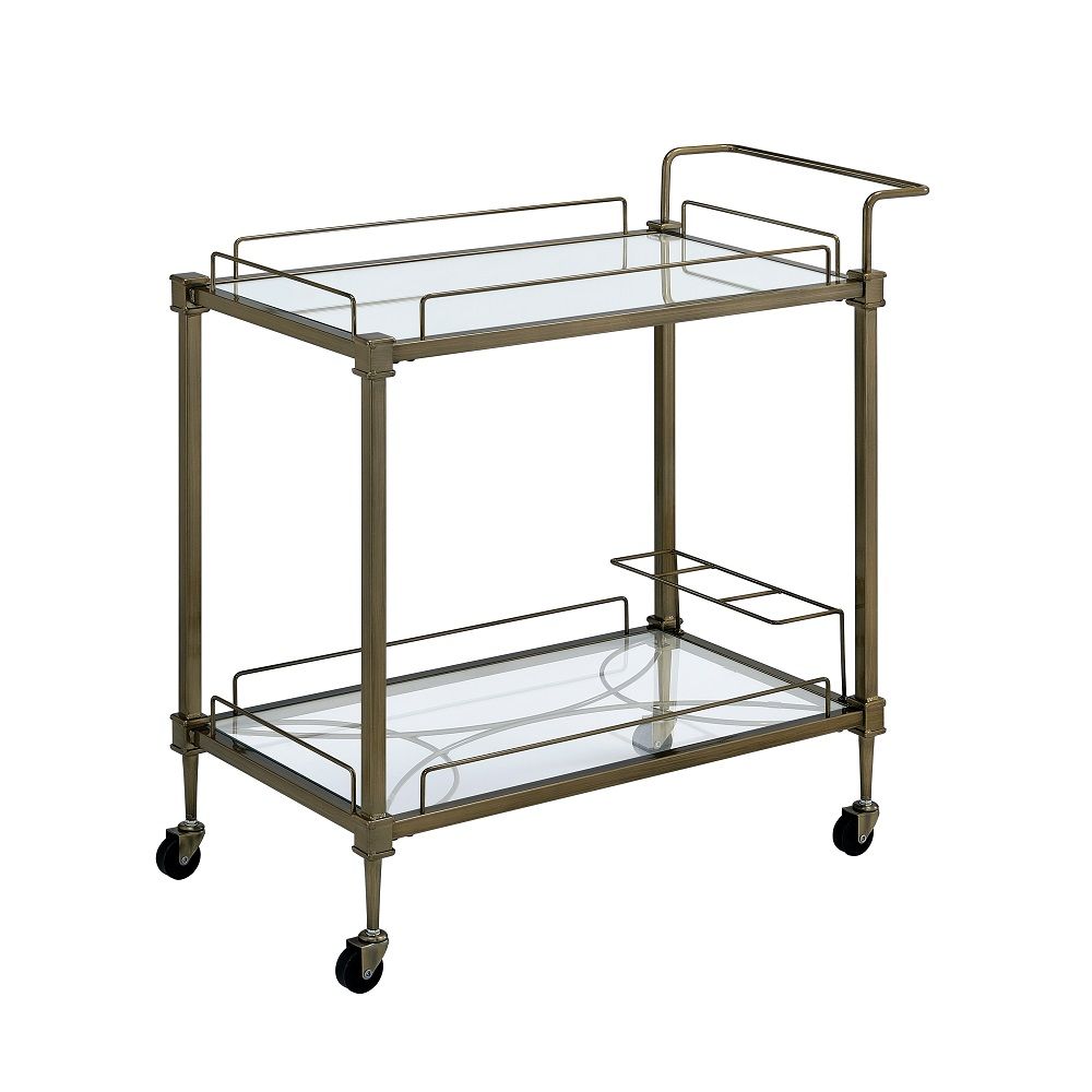 Aditya - Serving Cart - Mirrored & Antique Brass