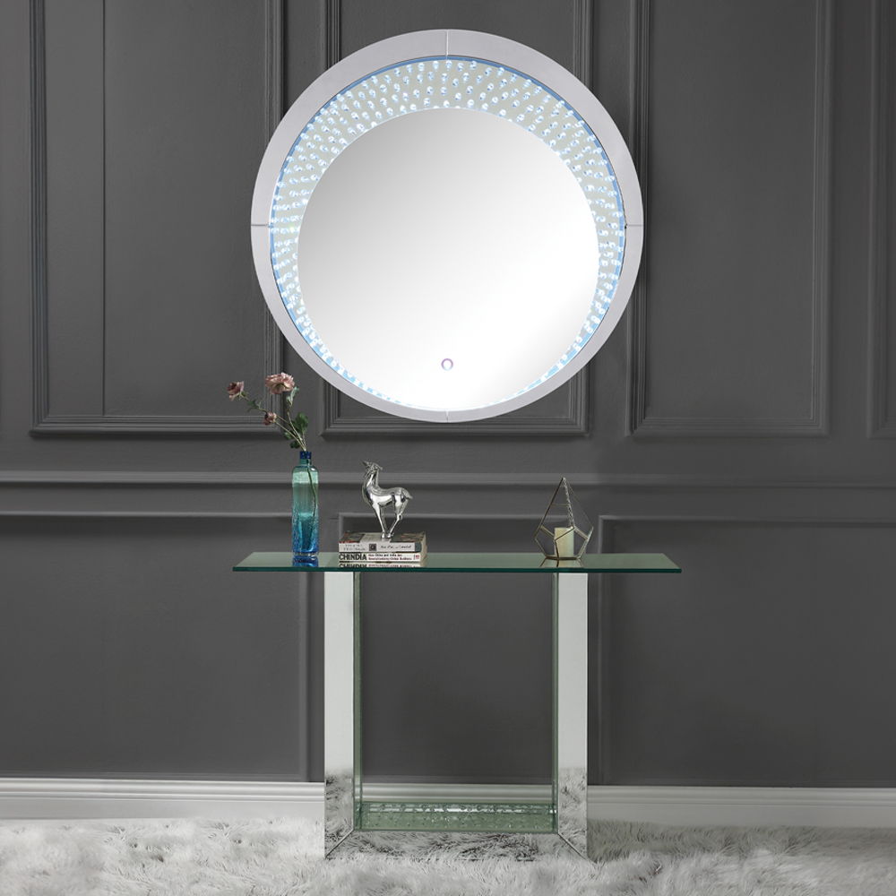 Nysa - 39" Accent Mirror With LED - Mirrored & Faux Crystals