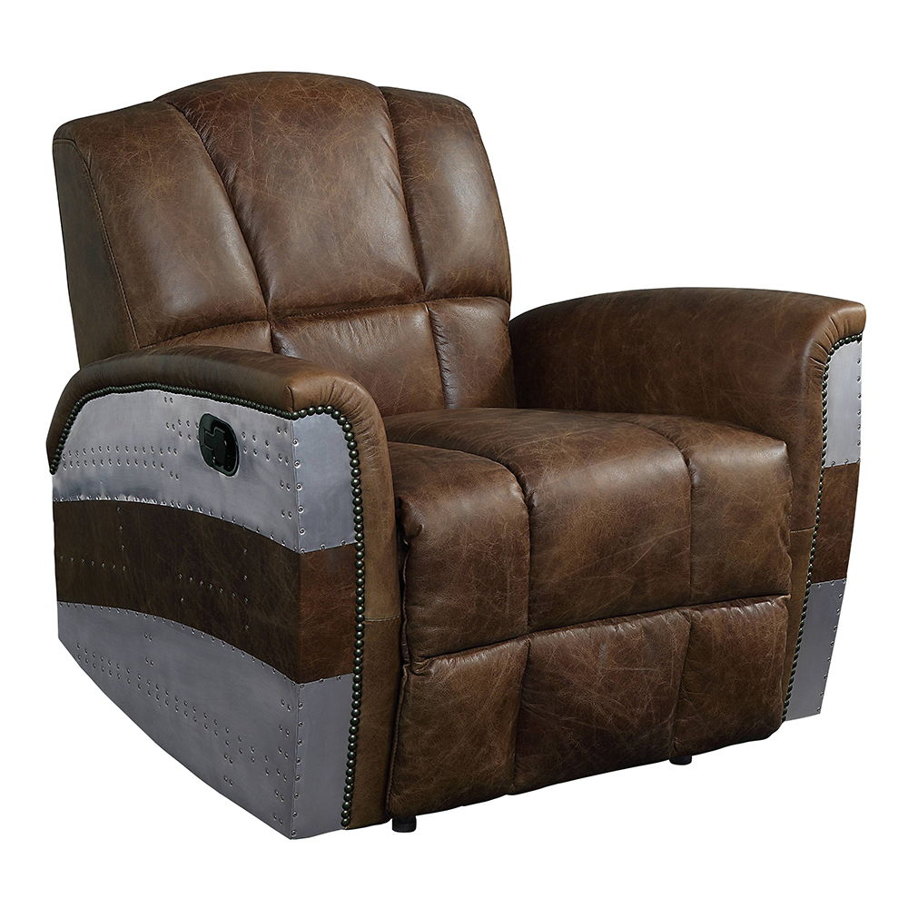 Brancaster - Power Motion Recliner - Retro Brown Top Grain Leather & Aluminum