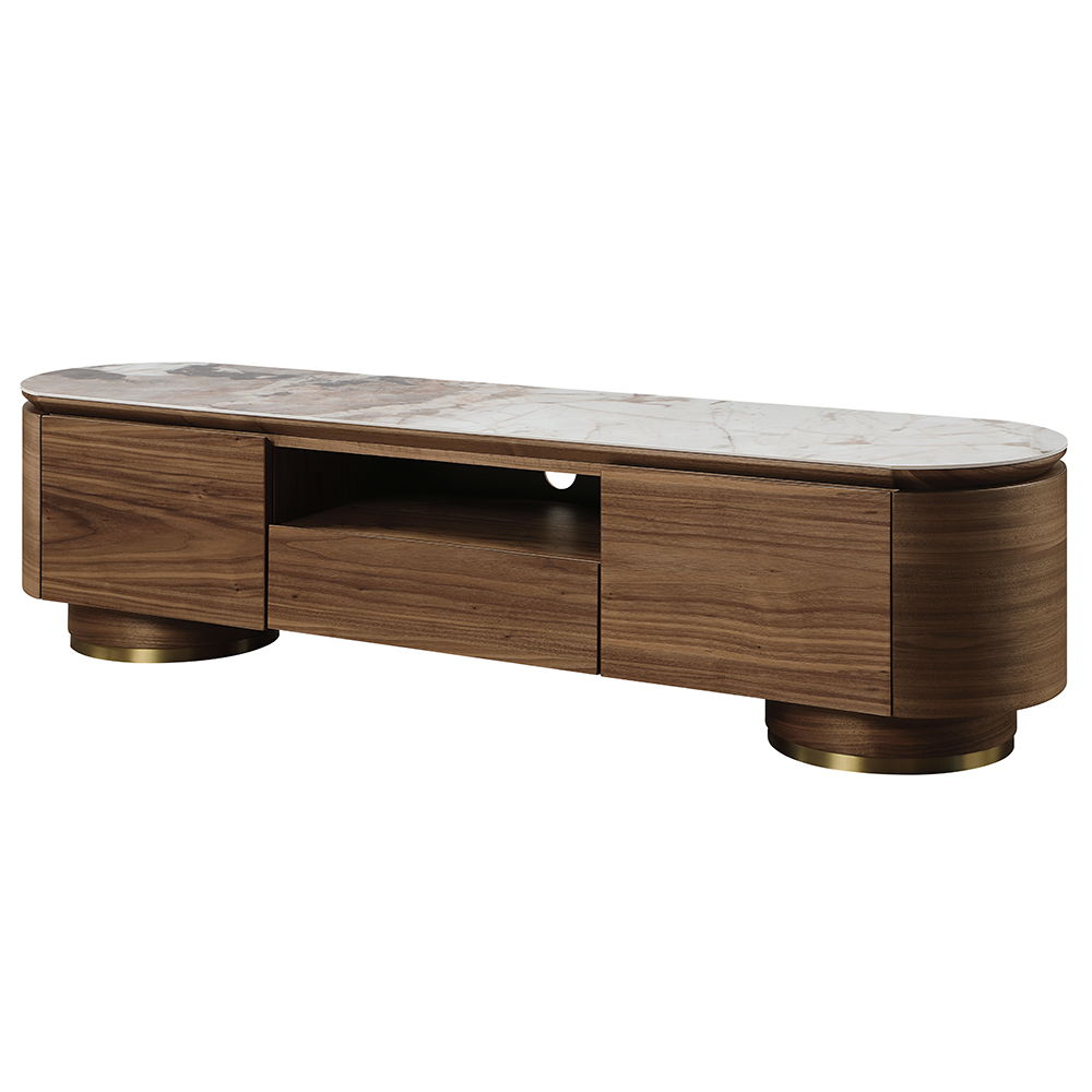 Willene - TV Stand With Ceramic Top - Ceramic Top & Walnut