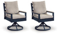 East Beach - Swivel Chair With Cushion (Set of 2) - Blue