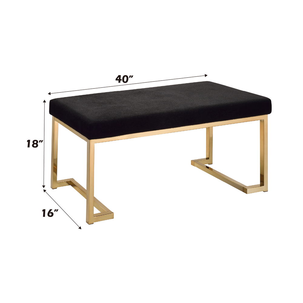 Boice - Bench - Black Fabric & Champagne
