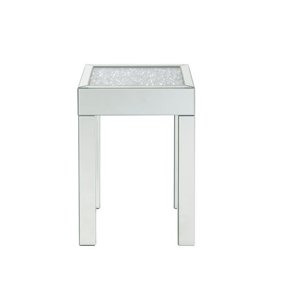 Noralie - 16" Square End Table With Glass Top - Mirrored & Faux Diamonds