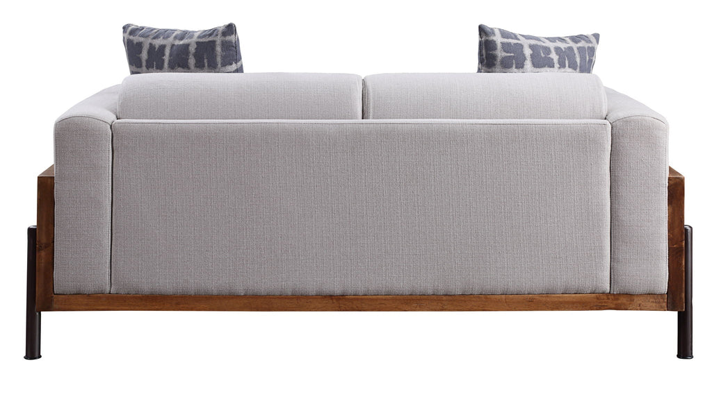 Pelton - Loveseat With 2 Pillows - Fabric & Walnut