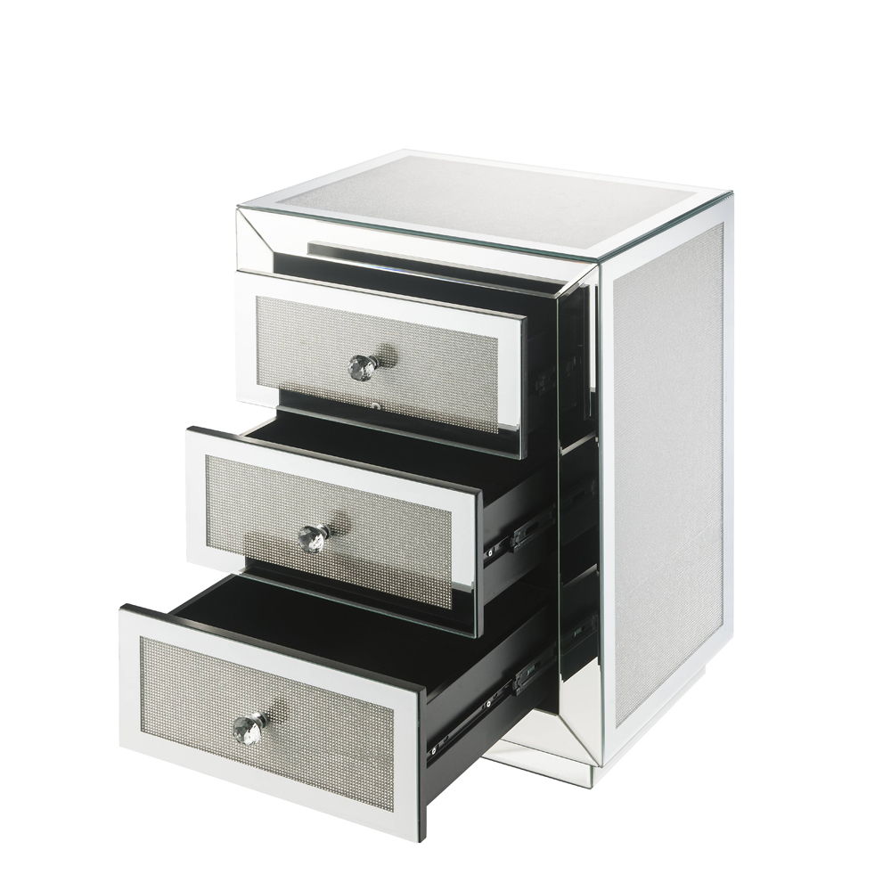 Noralie - 18" X 14" Accent Table - Mirrored & Faux Diamonds