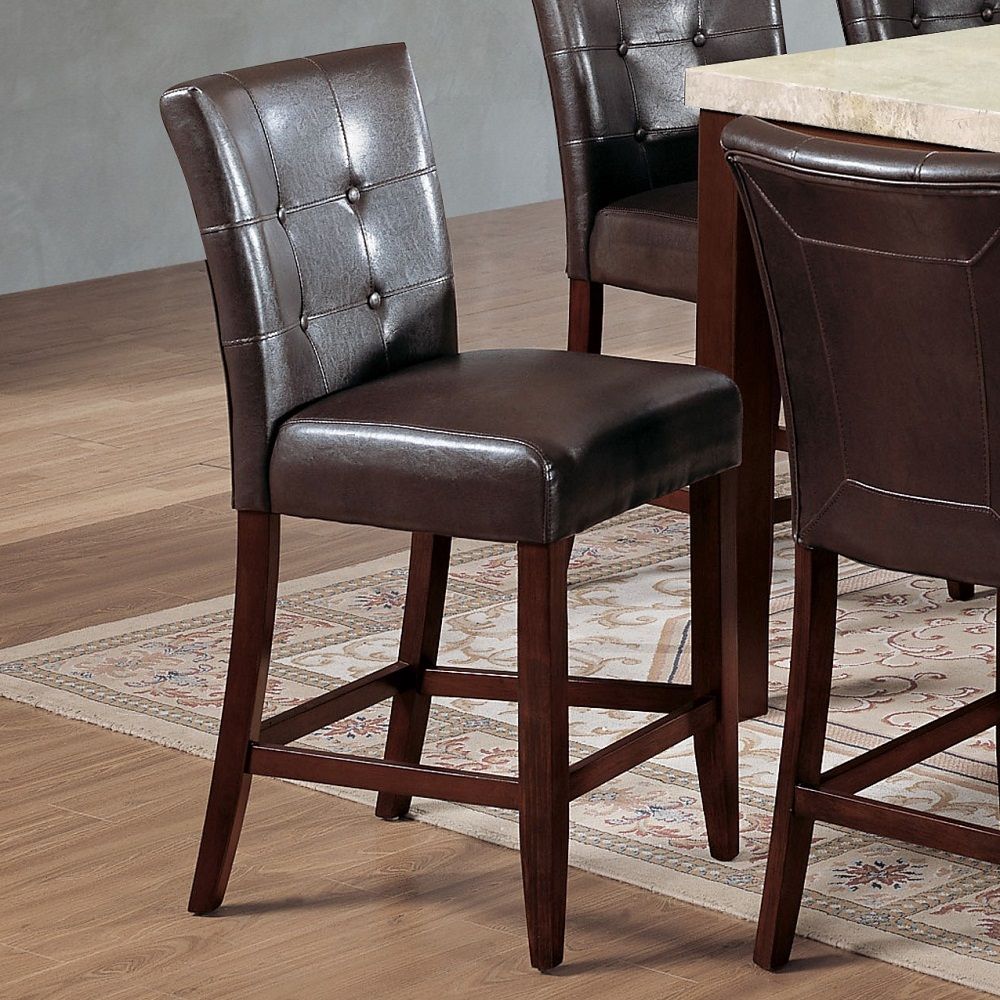 Britney - 20" Counter Height Chair (Set of 2) - Espresso Synthetic Leather & Walnut