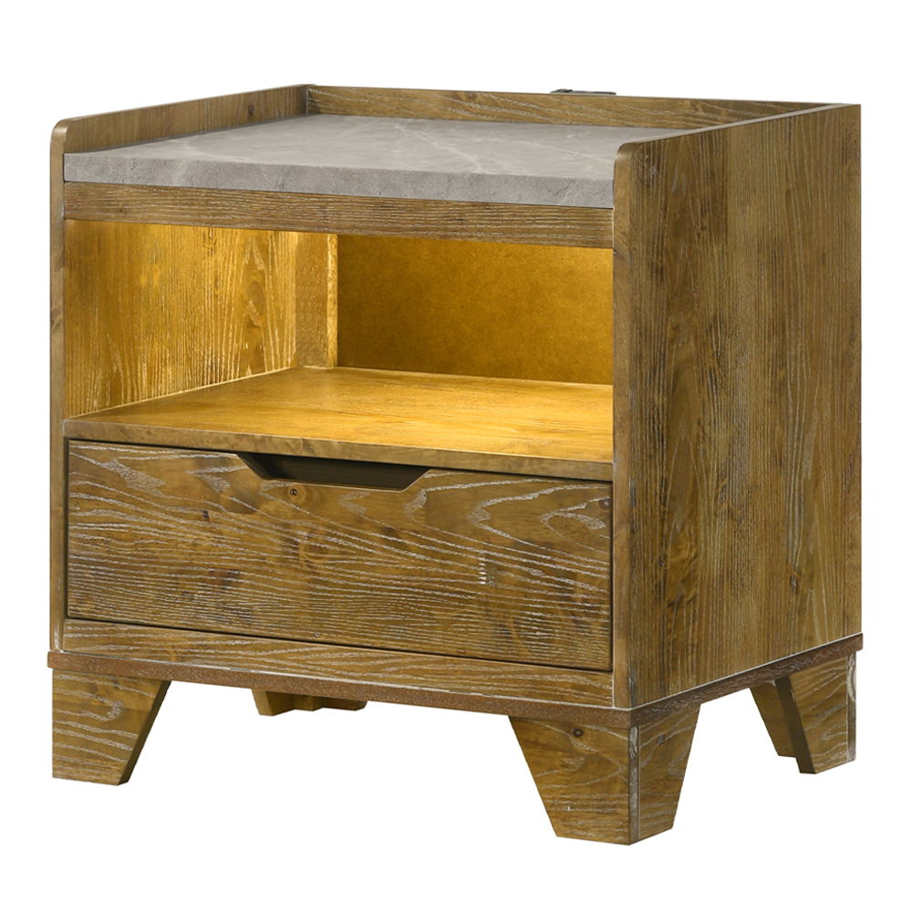 Garcia - Nightstand With LED - Light Brown