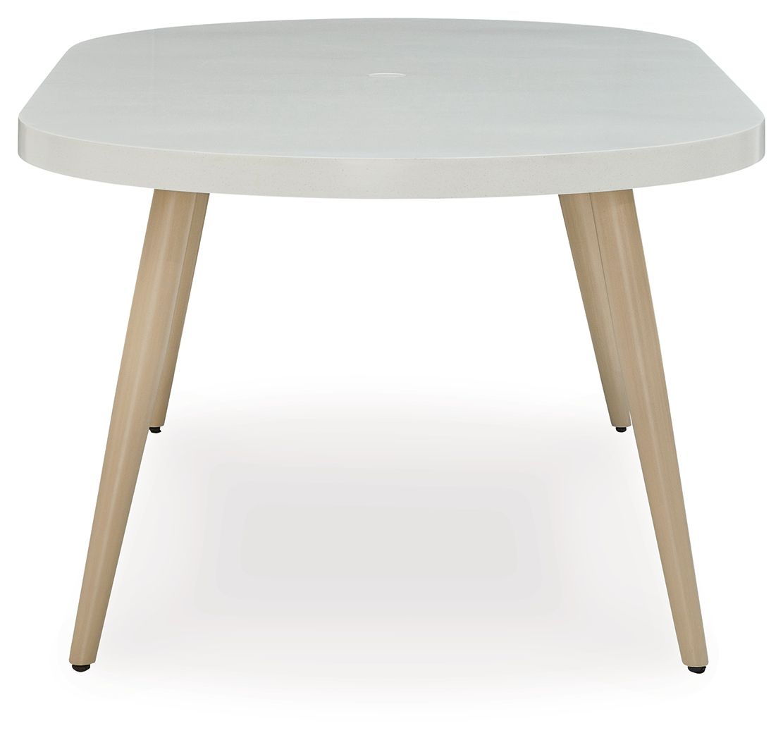 Seton Creek - Oval Dining Table With Umb Opt - White