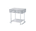 Wither - Accent Table - White Printed Faux Marble & Chrome