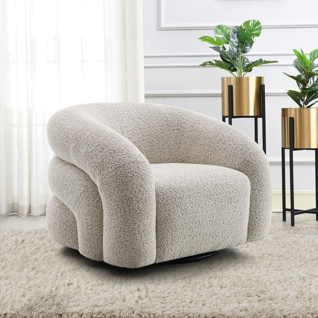 Irma - Chair With Swivel - Gray Boucle