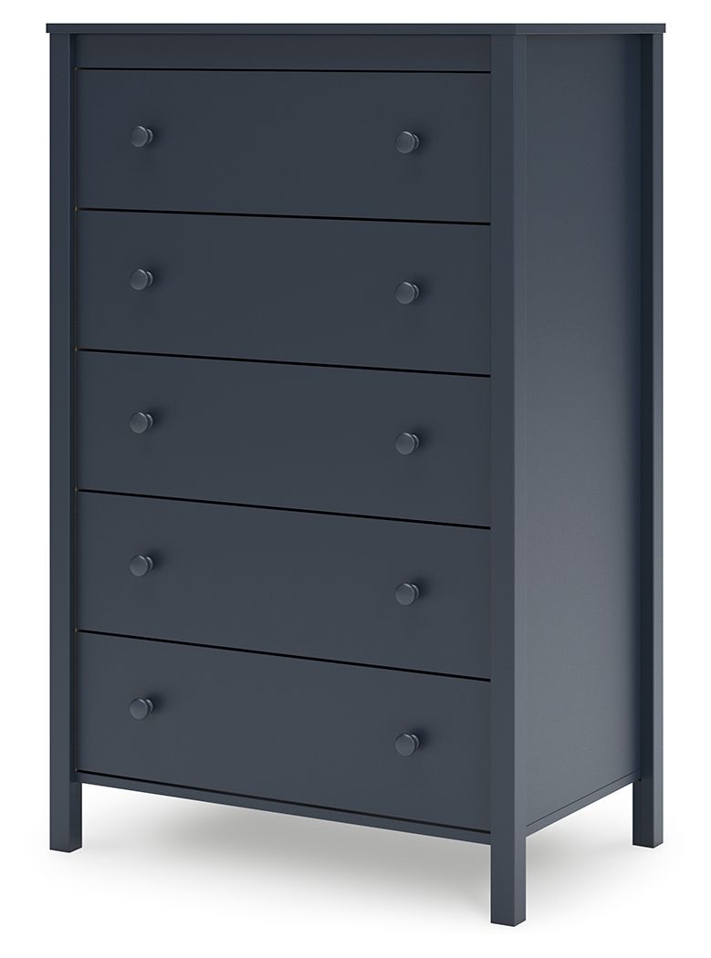 Simmenfort - Five Drawer Chest - Navy Blue