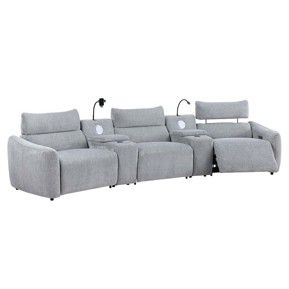 Fullar - LAF Modular Power Motion Recliner - Light Gray Chenille