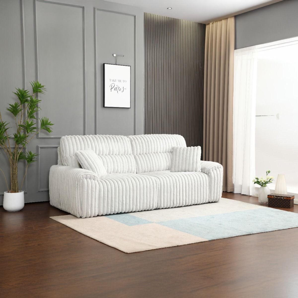 Jaya - Power Motion Sofa With Sleeper & USB Port - Mondo Gray Corduroy