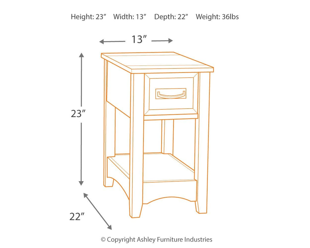 Breegin - Chair Side End Table - 1 Drawer - Brown