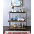 Heleris - Console Table - Smoky Glass Top & Black & Gold