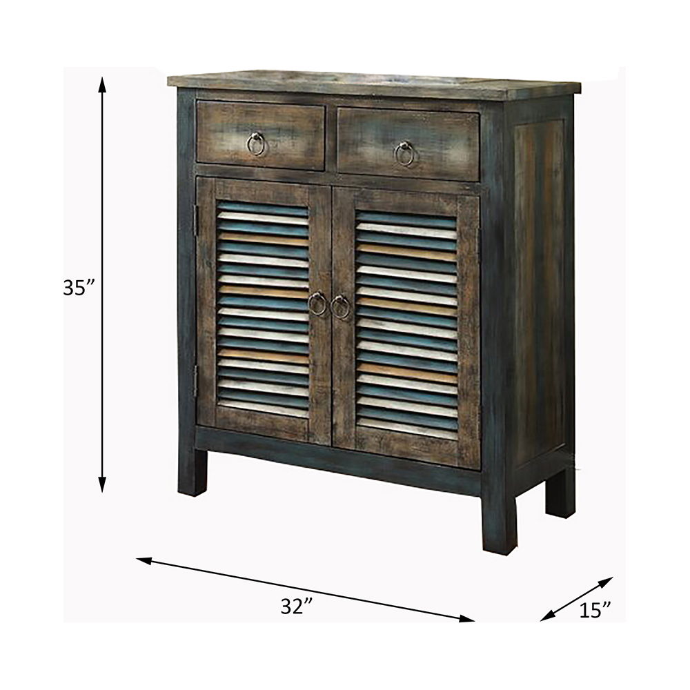 Glancio - Console Cabinet - Antique Oak & Teal