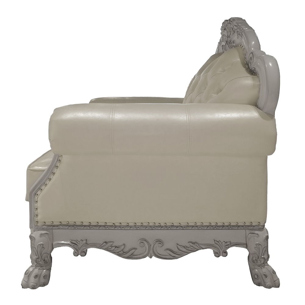 Dresden - Chair With 2 Pillows - Synthetic Leather & Bone White