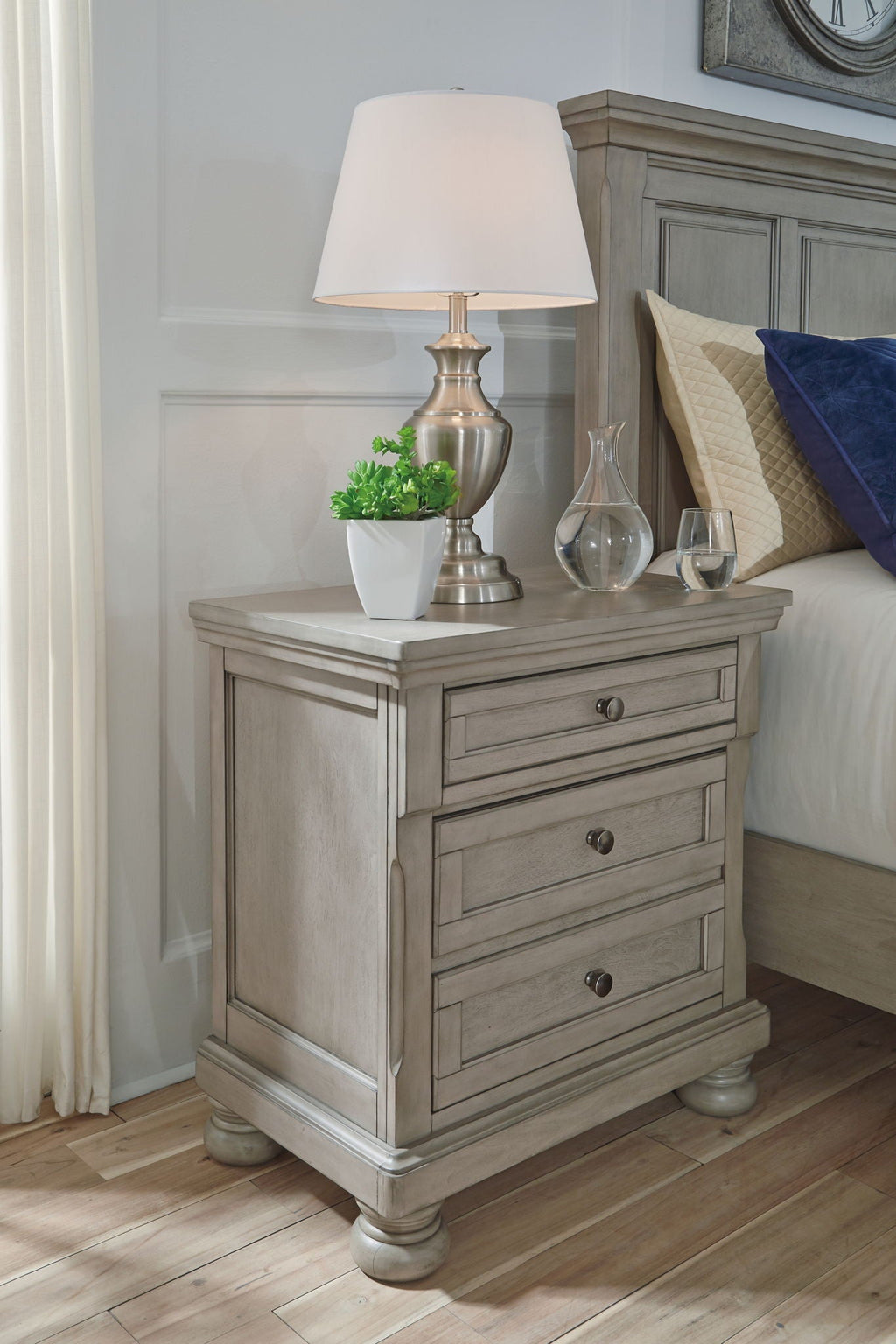 Lettner - Two Drawer Night Stand - Light Gray