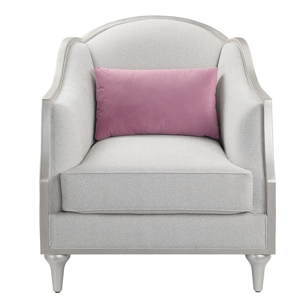 Kasa - Chair With Pillow - Beige Linen & Champagne